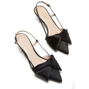 Kate Spade 6.5 Marseille Bow Black pointed slingback heel